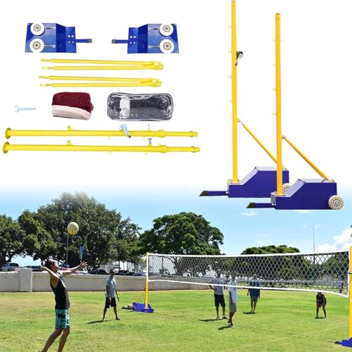 Portable Outdoor Heavy Duty Badminton Poles,Badminton Net Set for Tennis with Wheels,Heavy Duty Volleyball Stand with Net,5ft-6.8ft Adjustable Height,for Adults Kids Stadium