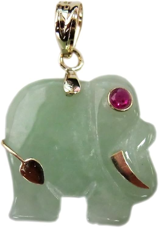 Amazon.com: Light Green Jade Mini Elephant Pendant, 14k Gold: Clothing