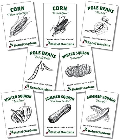 3 Sisters Garden - Organic Vegetable Seeds - Heirloom Non-GMO Beans Squash and Corn