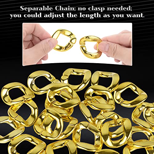 PinCute 2 Pack Big Chunky Gold Chain for Men, 32 Inches Fake Plastic Gold Chain Necklace, 80s 90s Punk Style Hip Hop Chain Necklace for Costume Jewelry Rapper - Image 4