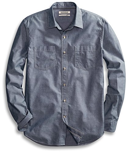 Amazon Brand - Goodthreads Men's Standard-Fit Long-Sleeve Double Pocket Work Shirt, Blue, X-Large