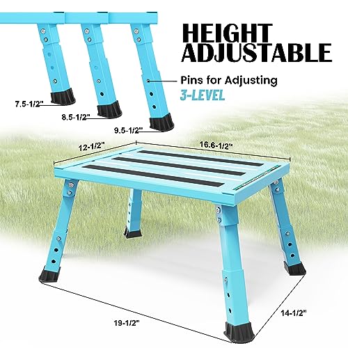 Marudina Large Platform Rv Steps, 3-Level Adjustable Height Aluminum Folding Step Stool, Light Folding Anti-Skidding Rv Step, Supports Up To 1,000 Lb (17.5" X 13.5" Large Platform) #TOP1