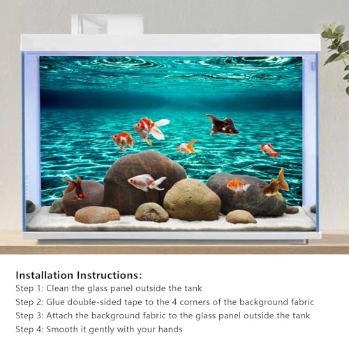 Image of YongFoto Fish Tank Background 48x24 inch Turquoise Clear Water Ripple Lakebed Undersea Ocean Floor Underwater Seabed Polyester Backdrop Reptile Habitat Terrarium Aquarium Background