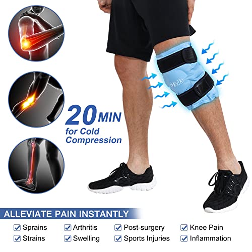 REVIX Ice Pack for Knee Pain Relief, Reusable Gel Ice Wrap for Leg