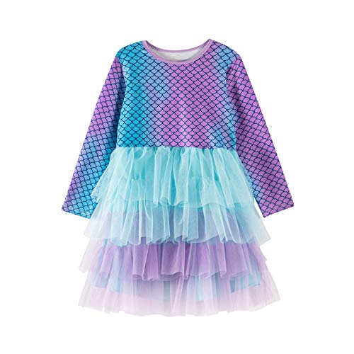 Stormdoing Baby Kinder Mädchen Kleid Langarm Meerjungfrau Tutu Rock Kleid Prinzessin Kleid Gr. 80 cm/24 Monate, Style A Cover