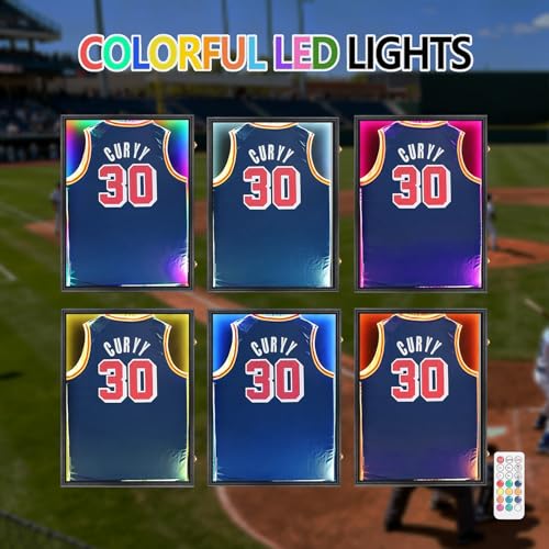 Image of Jinchuan Jersey Frame Display Case Large Frames Shadow Box Lockable with UV Protection for Baseball Basketball Football Soccer Hockey Sport Shirt Black