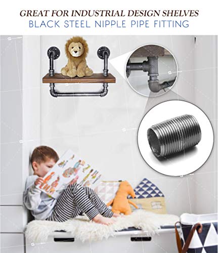 3/4 Inch Pipe Assortment, Malleable Threaded Pipe Nipples,Steel Pipe Fittings Great For All Your Diy Vintage Shelving Projects, Black (Includes 6 Of Each Size, 1-6 Inches 66 Pieces In Total) #TOP7