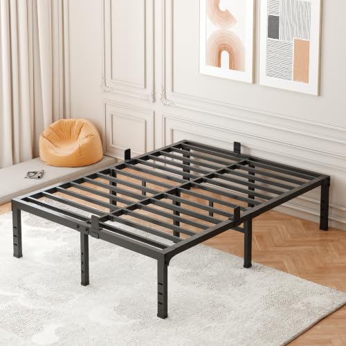 Image of FUIOBYVV King Bed Frames,18 Inch Heavy Duty Metal Platform Bed Frame King Size Support Up to 3500 lbs with Headboard Compatible,No Box Spring Needed,Steel Slat Support,Noise Free,Easy Assembly