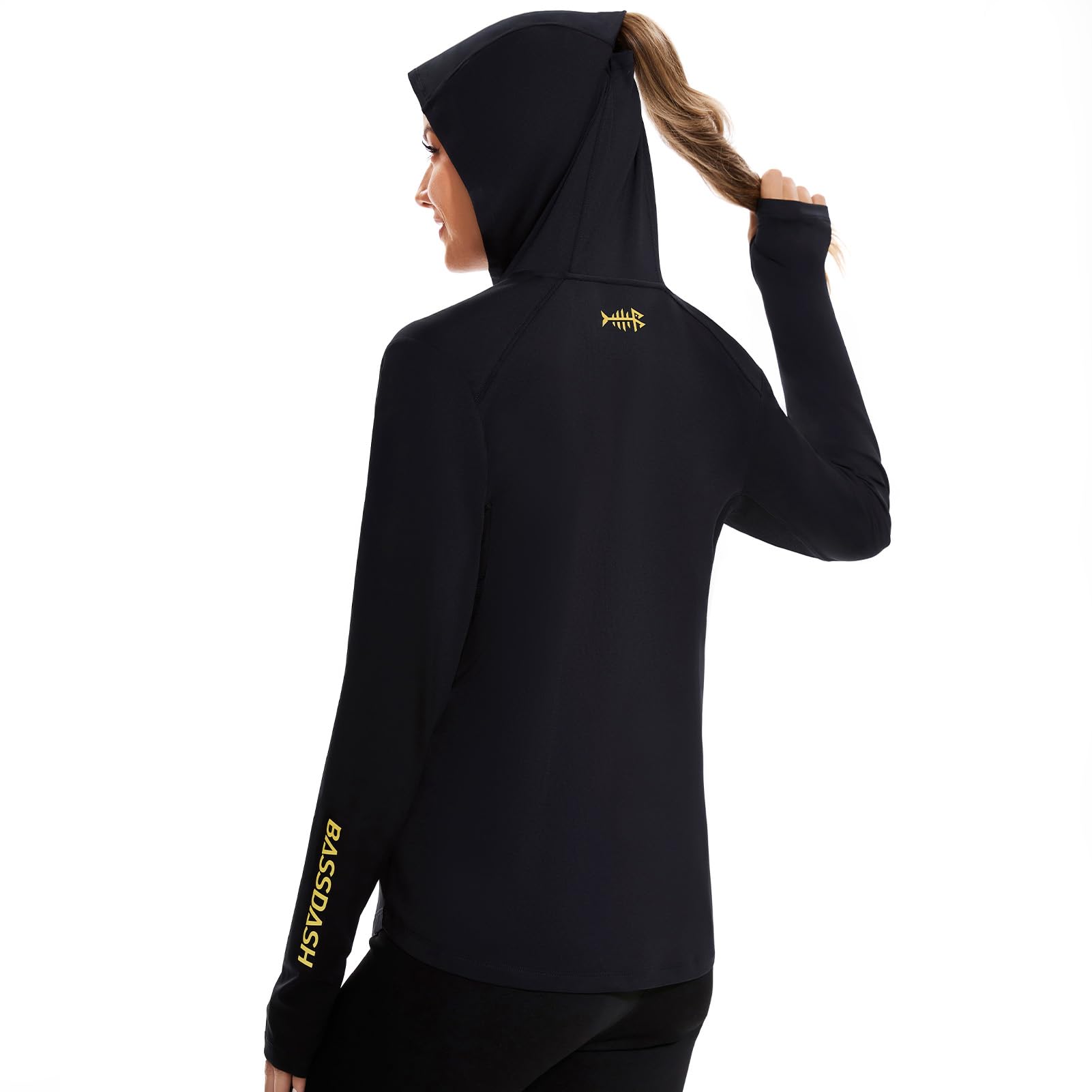 Bassdash Frauen UPF 50+ Langarm Fischereishodie Hemd mit Tasche Sonnenschutz Leichte Kapuze -Hemden FS04W