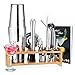 Boston Cocktail Shaker Set, Godmorn 16 Pezzi Kit da Barman in Acciaio Inox, Barista Set di Strumenti Bar, 700ml Shaker con Accessori, Supporto Bamboo, Libro di Ricette, Bevande Mixer, Martini Shaker