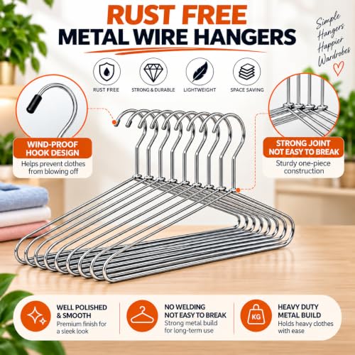 PulGos 24 Pack Metal Clothes Hangers, Silver Pack of 24 - Image 5