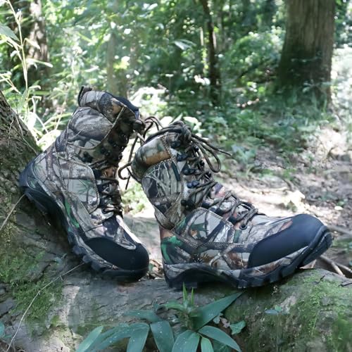 Men's Waterproof Hunting Boots 8 Inch Lightweight Camo Insulated Tactical Work Boot, 400g Thinsulate2