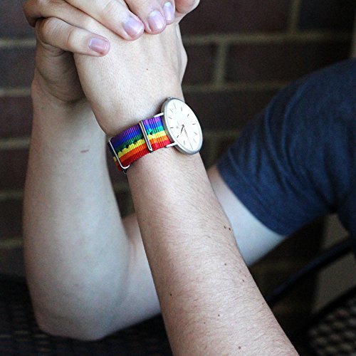 Image of Clockwork Synergy - Classic Nylon Ss Ballistic Watch Band 24mm - PRIDE Rainbow - Interchangeable Replacement Watch Straps