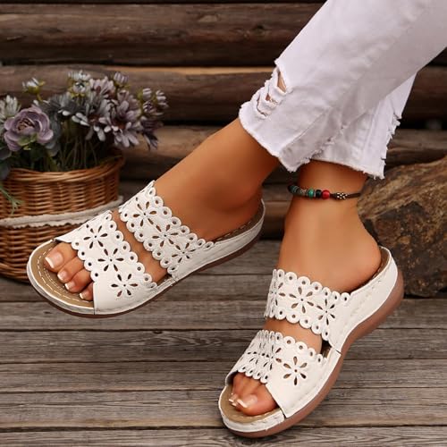 Women's Sandals Open Toe Hollow Out Wedge Sandal Arch Support Slides Sandals Beach Travel Walking Shoes Orthopedic Platform Shoes Comfortable Lightweight Walking Shoe4