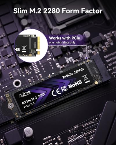 Image of Aiibe 256GB NVMe M.2 SSD Internal Solid State Drive M.2 2280 NVMe PCIe 3.0 256GB SSD Read Speeds Up to 1400MB /s for Laptop, PC, Gaming