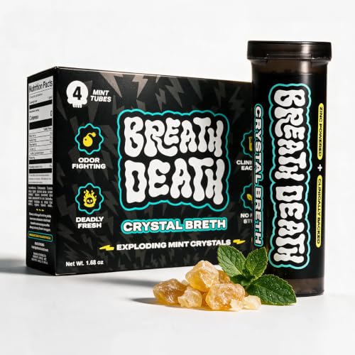 Breath Death Breath Freshener Crystals, Zinc Crystals, Peppermint, 4 tubes