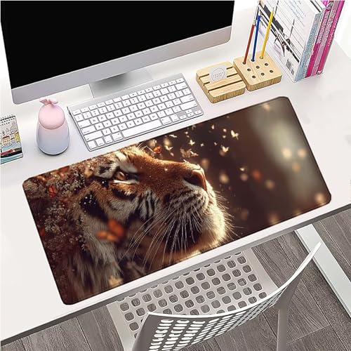 Tapis de souris tigre XXL 800x400mm imperméable pour joueur et gamer PC - 2