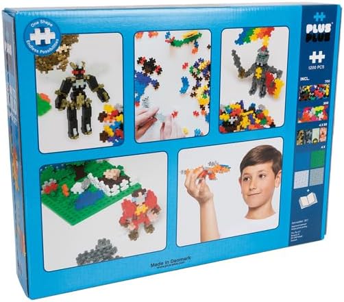 Miniatura 4 de PLUS PLUS - Juego para aprender a construir - Mezcla básica, 1200 piezas con 4 placas base - Tallo de construcción de construcción  juguete de