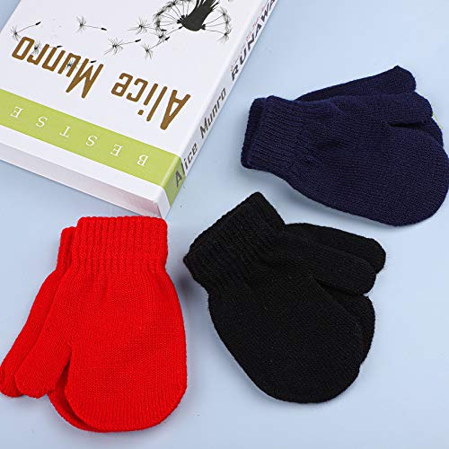 URATOT 6 Pairs Toddler Knitted Mittens Magic Stretch Gloves Winter Warm Knitted Soft Baby Mittens