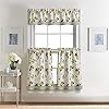 CHF Lemon Kitchen Curtains Tier and Valance Set 3 Piece Small Window Curtain Country Rustic Farmhouse Vintage Light Filtering 28W x 36L Tier Pair 56W x 14L Valance Multi Yellow