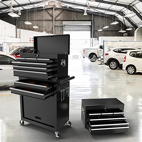 On Shine 8-Drawer Rolling Tool Chest,Big Tool Chest And Tool Storage Cabinet,Tool Chest With 4 Wheels,Removable Portable Top Box With Lock Tool Chest For Garage And Warehouse (Cool Black) #TOP5