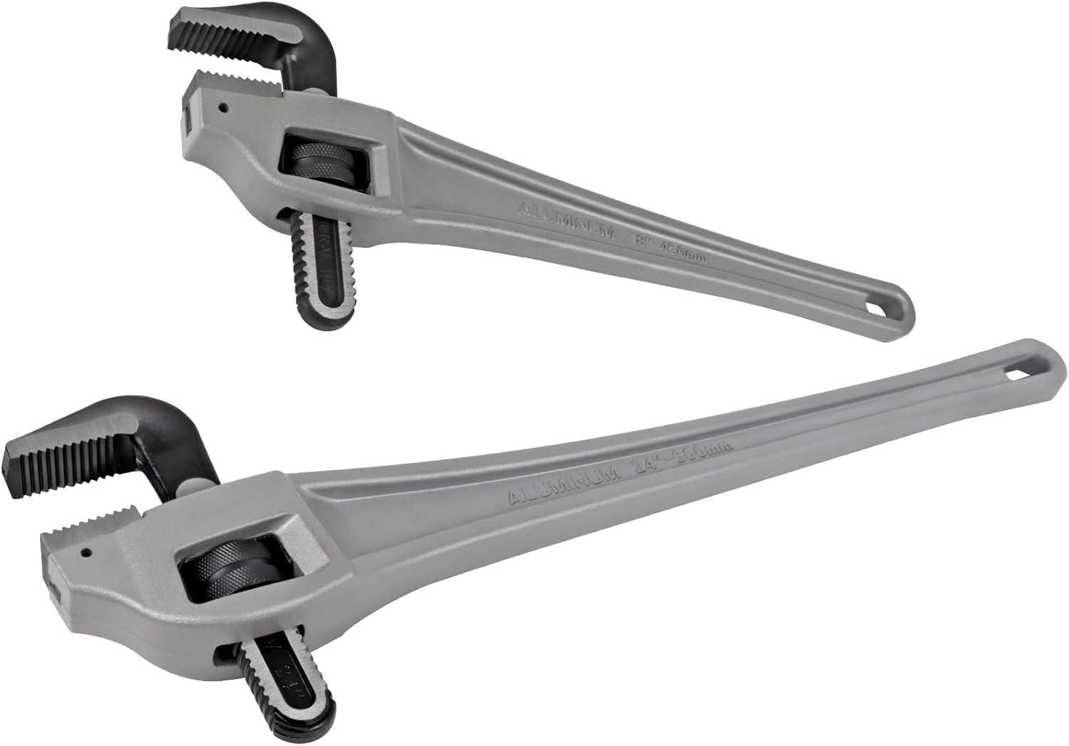 Aluminum Offset Pipe Wrench (24+18), Heavy Duty Alum Handle Plumbers Wrench with Drop Forged Steel Jaw(CR-V), Perfect Plumbers Tool Exceed GGG Standard