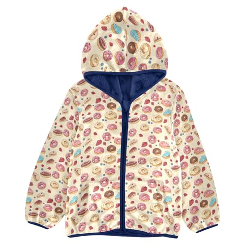 Donut Cake Boys Fleece Coat,Children's Zip-Up Hoodie Jacket,Baby Warm Fashion Outerwear 3-10T,A113418