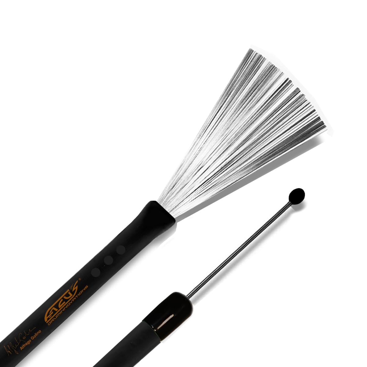 Facus Brushes Alfredo Golino - Spazzola Metallica Innovativa e Brevettata - Sistema di bloccaggio (3 Posizioni) con Molla e Sfera per un'ottima stabilità. Manico in alluminio rivestito in gomma.