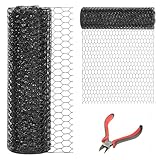 DOLEMODUO 12'' x 150' Black Chicken Wire Mesh Fence, 20 Gauge Galvanized Poultry Netting and 1 inch Garden Mesh Fence Roll, Chicken Wire for Floral Arrangements/Crafts/Farm/Livestock/Pet Protection