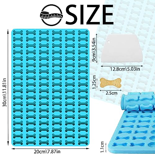YOUYIKE Backmatte Hundekekse, 2.5 cm Silikon Backmatte, 108 Löcher Hundekekse Backform,Knochenbackform, Hundekekse Mini Backunterlage für Hundekekse und Leckerlis DIY (Blau)