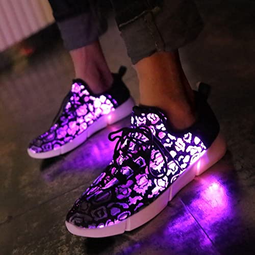Fiber Optic LED Light up Shoes for Kids, Men and Women, Lightweight Sneakers USB Charging Glowing Party Shoes (US 13.5 Men = EUR 47, Black)2