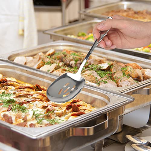 304 Stainless Steel Flatware Serving Utensils - Includes 2 Spoons and 2 Slotted Spoons, Dishwasher Safe - Image 4