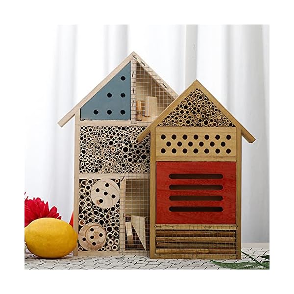 ZJJ Naturholz Insektenhotel 25x35x4cm Insektenbestäuber Haus Unterschlupf Bambus Nistplatz Hängender Garten Nistkasten… – Bild 7