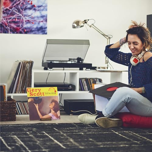 Heather & Willow Now Playing Vinyl Record Stand | Wooden Vinyl Record Holder Display | Wood Records Storage Stands for Albums & Turntables Gifts | Now Spinning Vinyl Accessories Rack