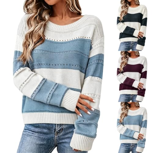 MESSIYO Fall Sweaters for Women Trendy Long Sleeve Shirts Blue - image 1