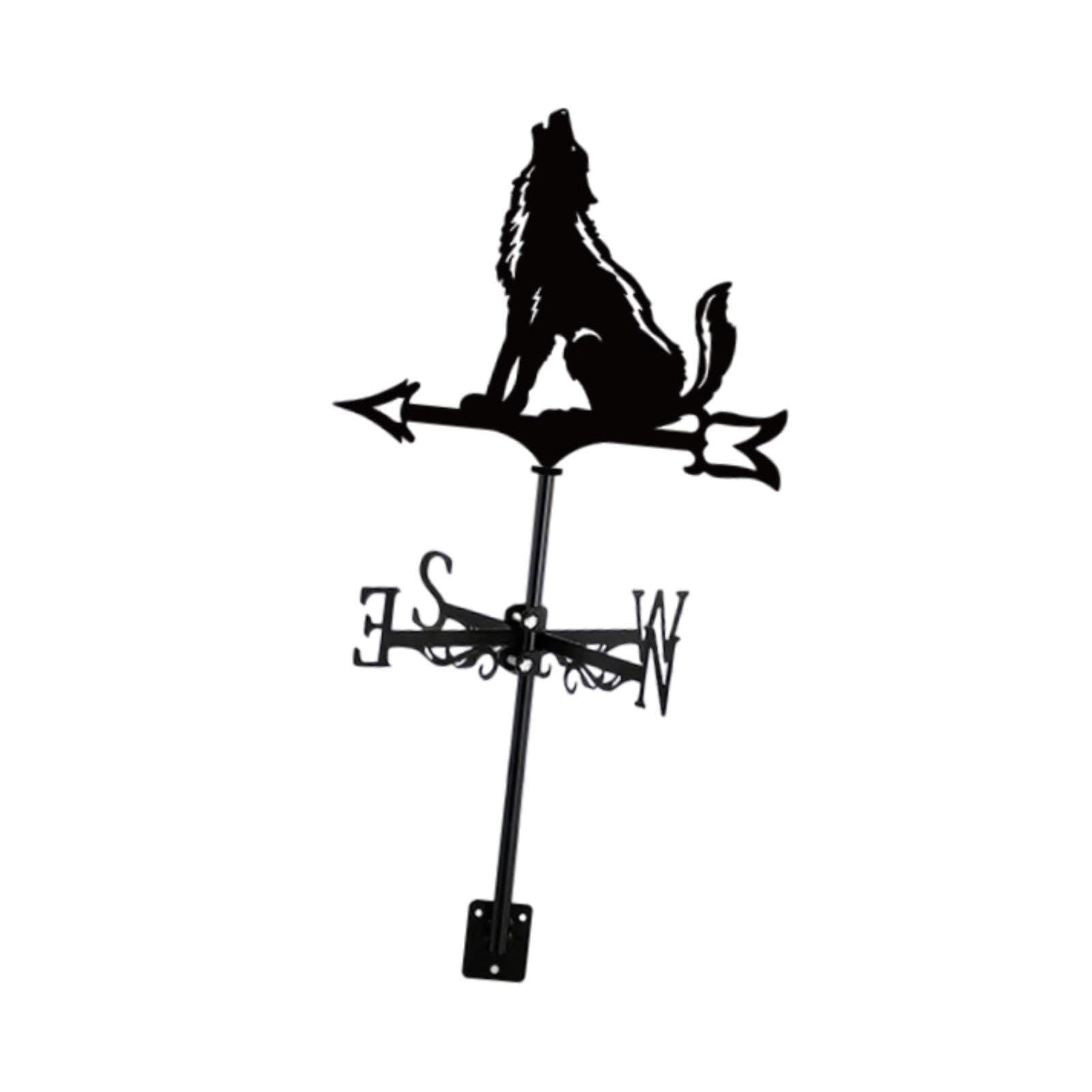 ALCXAZS Wolf Figurine Weathervane Roof Garden Decor Metal Wind Vane Easy Installation Enhances Outdoor Aesthetic Charm Weathercock Farmhouse Fence Wind