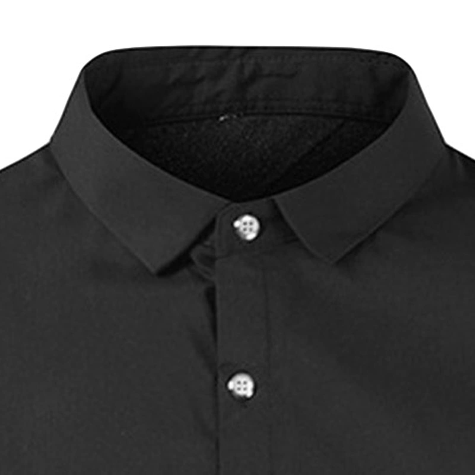Maiyifu-GJ Men's Regular Fit Short Sleeve Dress Shirt Solid Business Casual Shirts Lightweight Slim Fit Button Down Shirt (Black,Large)
