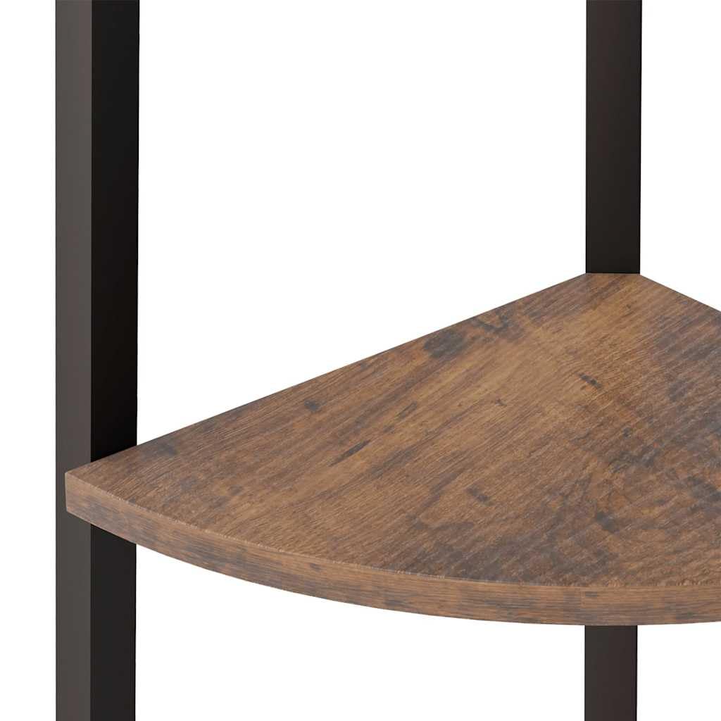 4-stöckiges Eckregal aus Holzwerkstoff und Stahl Dunkelbraun Schwarz 45,5 x 31,5 x 150 cm Wandregal für Bücher Pflanzen Ordner im Arbeitszimmer Flur Stauraum