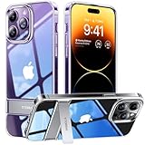 TORRAS for iPhone 14 Pro Max Case Clear with Stand [10FT Military Grade Shockproof] [3-Way Built-in Kickstand] Anti-Yellowing & Protective iPhone 14 Pro Max Phone Case, Diamond Clear
