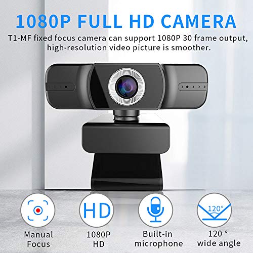 HD Pro Webcam with Microphone, Full HD USB 1080P Web Cam Desktop PC