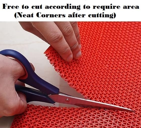 Image of JOGI KART Anti Skid & Multipurpose Rubber /Bathroom Mat /Shower Mat /Carpet /Rugs /Rainmat /Swimming Pool Mat (Red 4x12 Feet)