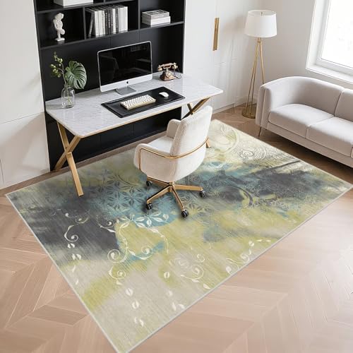 Tapis de chambre fille antidérapant grand format bleu vert gris