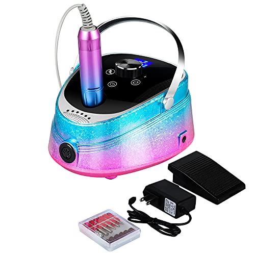 Professional Finger Toe Nail Care Electric Nail Drill Machine Manicure Pedicure Kit Electric Nail Art File Drill with 1 Pack of Sanding Bands (Pink)