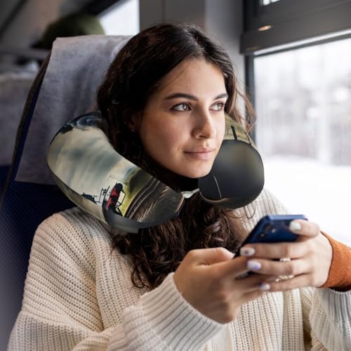 Almohada de viaje con espuma viscoelástica y funda negra miniatura 6