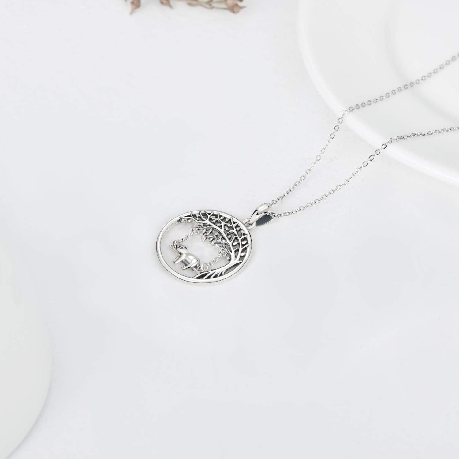 Waysles Sloth Necklace 925 Sterling Silver Tree of Life Necklace Sloth Hanging under the Family Tree Pendant Jewellery Gifts for Women Girls Sloth Lovers - Image 5