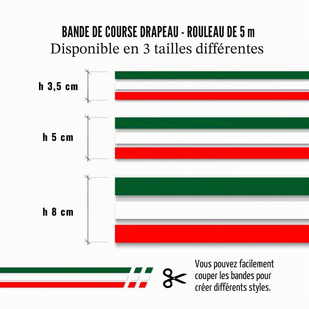 4R Quattroerre.it Bandes Adhésives de Course Racing Flag, Italie Couleurs, 80 mm x 5 MT