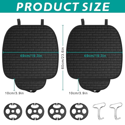 HIAHXC Auto Sitzkissen Vordersitze, Universal Sitzauflage 60×49 cm, Atmungsaktiv und rutschfest, Autositzschoner Sitzauflagen für Auto SUV LKW (Schwarz x 2)