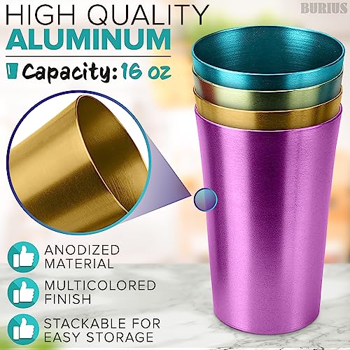 Conjunto de 6 copos de copo de alumínio retrô com 6 copos coloridos, Multicor, Set of 6, 1