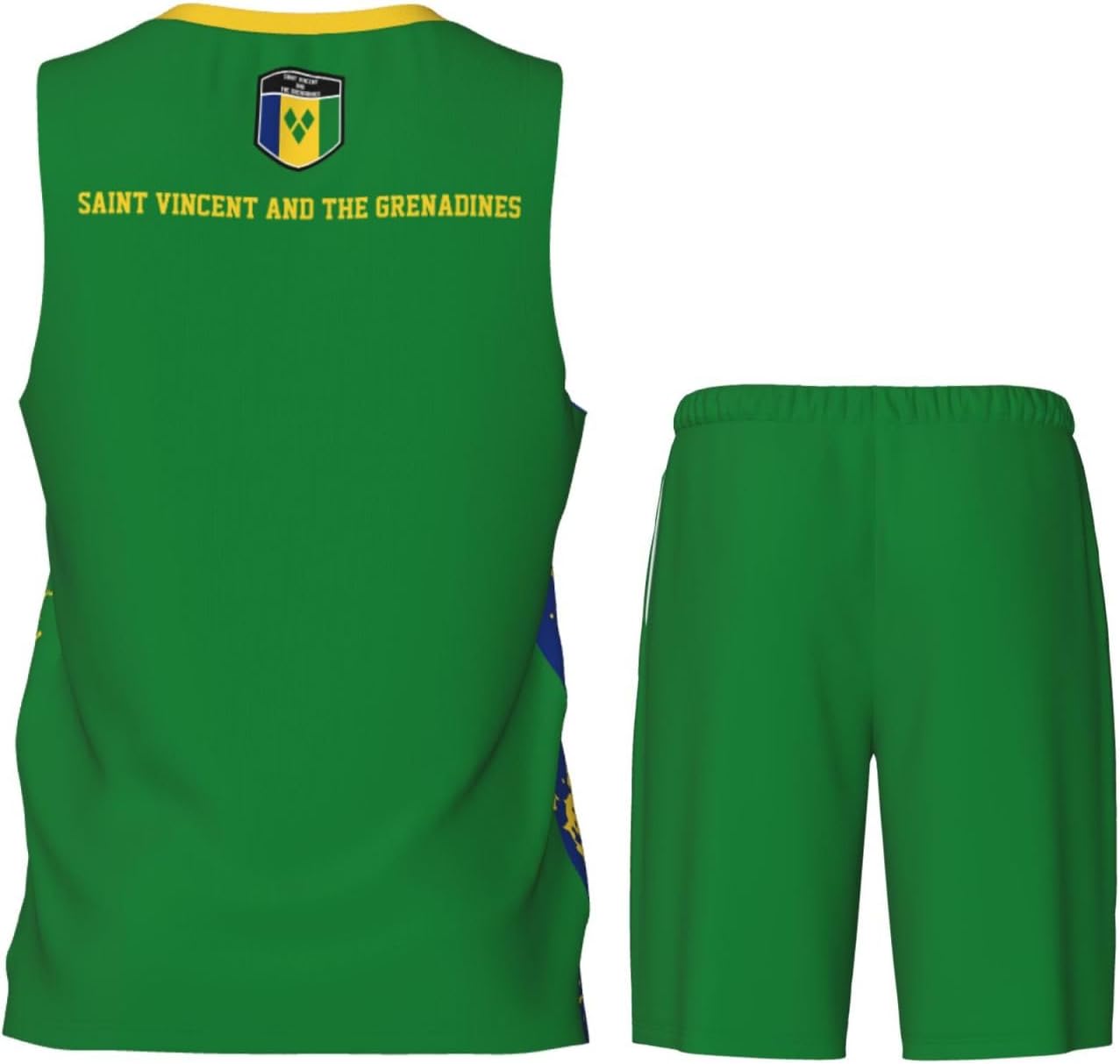 Saint Vincent and The Grenadines Flag Grain (2) Basketball Jersey Uniform Suit for Men Adults Training Athletic Set