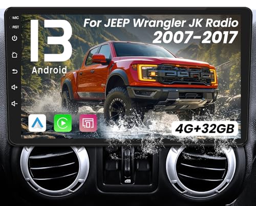 [8CORE 4GB+32GB] Car Radio Stereo for Jeep Wrangler JK 2007-2017 Grand Cherokee Compass, Upgrade 1280 * 800 Touchscreen with Wireless CarPlay Android Auto GPS WiFi Bluetooth FM SWC Backup Camera